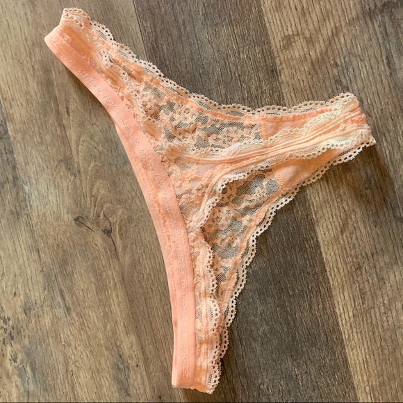 VS Vintage peachy neon All Over Lace Thong Panty - Picture 4 of 8